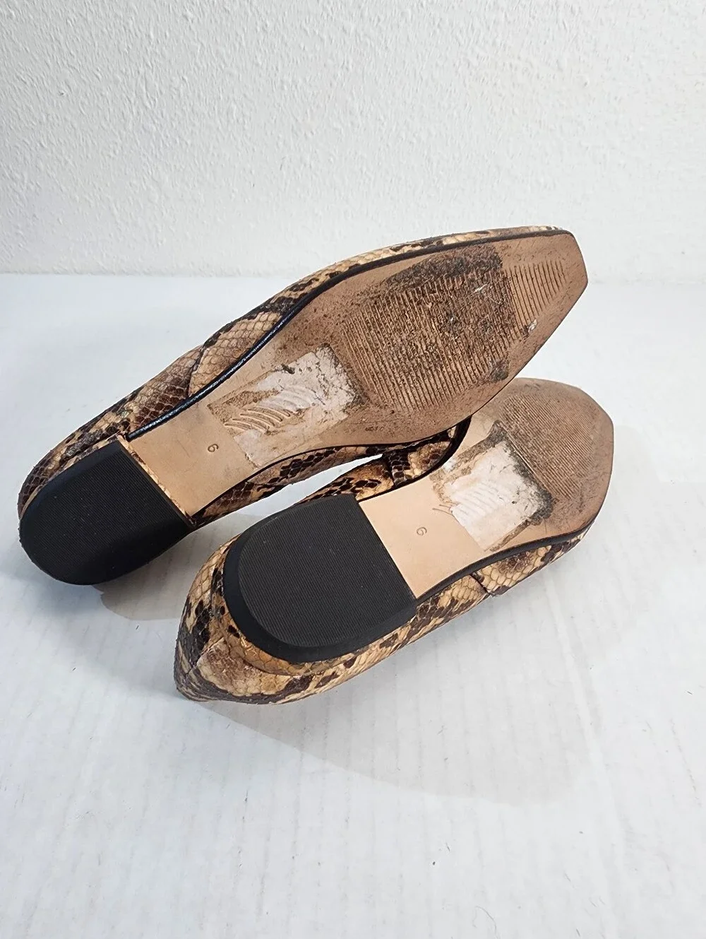 Paige Snake Print D'Orsay Flats Leather Pointed Toe Slip On Women's Size 6